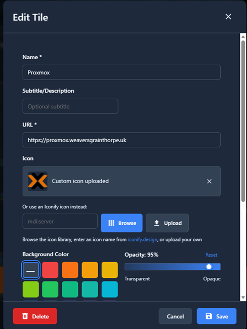 Tile editor with all options